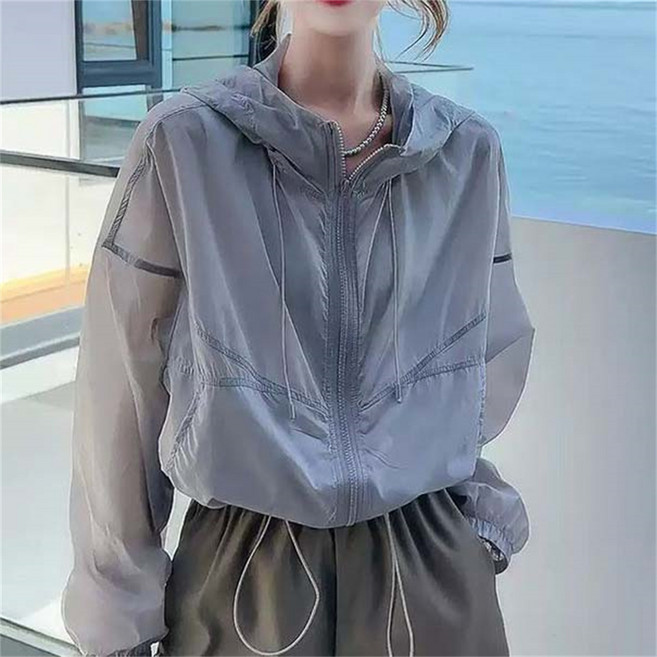TIRA 여성용 경량 바람막이 후드 자켓 아웃도어 휴대용 썸머 자외선차단