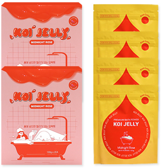 젤리 입욕제 슬라임 목욕놀이 커플 입욕젤 호캉스-코이젤리 1BOX ( ), 미드나잇로즈(레드), 2개, 200g