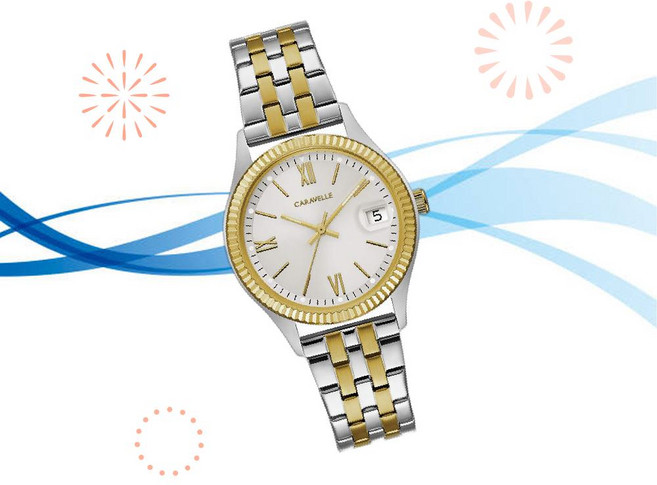 Bulova 블로바 여성 여자 시계 드레스 쿼츠 투톤 스테인리스 스틸 45M112 M9