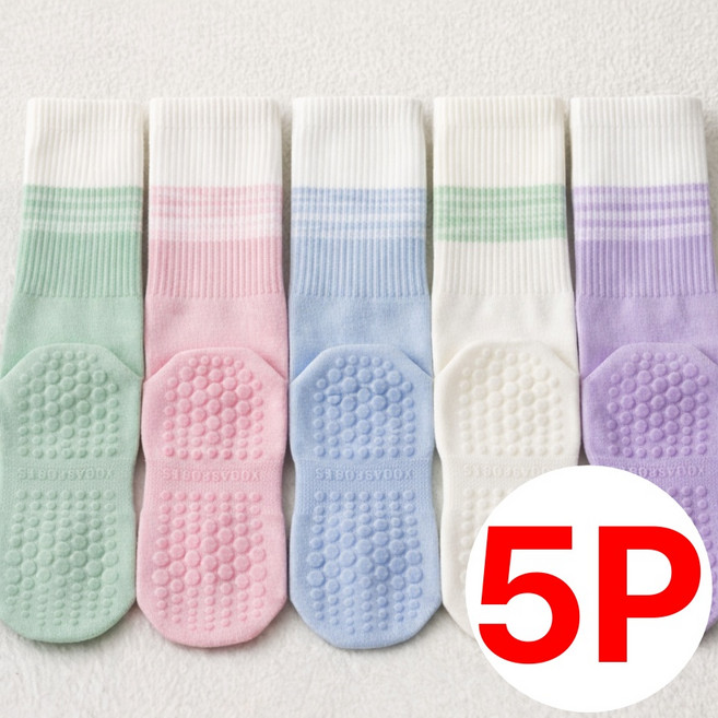 온느 미끄럼방지 요가양말 파스텔 5켤레 세트