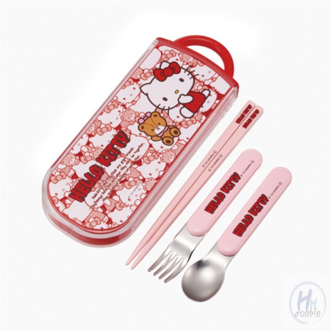 더블H샵 헬로키티 수저 포크세트 케이스, 1개
