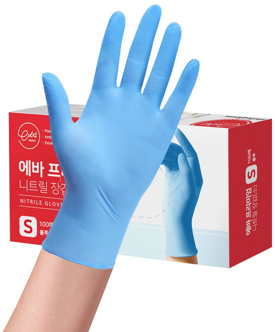 에바 프리미엄 두꺼운 니트릴장갑 블루 S 100매 식품용 요리용 의료용 일회용 다용도 파우더프리, 소(S), 1개