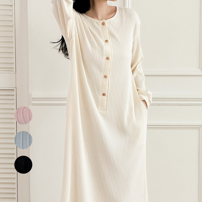 단추 수유 원피스 산후 조리원 옷 임산부 잠옷 홈웨어 가을 겨울 모유 수유복