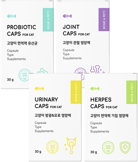 본아페티 고양이 구강관리 유산균 60정유리나리캡스 방광&요로 영양제허피스캡스조인트캡스포캣 본아페티 프로바이오틱캡스포캣 395200, 본아페티 고양이 구강관리 유산균 60정유리나리캡스 방광