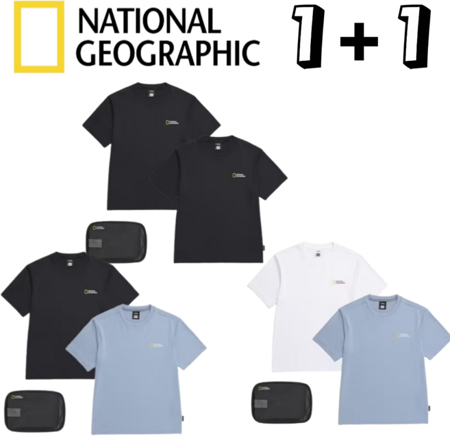 국내매장정품 내셔널지오그래픽 1+1 남녀공용 남성반팔티 여성반팔티 남자반팔 여자반팔 라운드티셔츠 여름 특가세일 신상품 빅사이즈 라운드티셔츠 NATIONAL GEOGRAPHIC