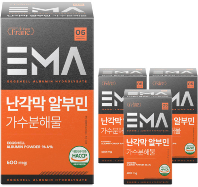 프리미엄 EMA 난각막 가수분해물 알부민, 4개, 60정