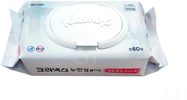크리넥스 안심 물티슈 캡형, 60매입, 2개