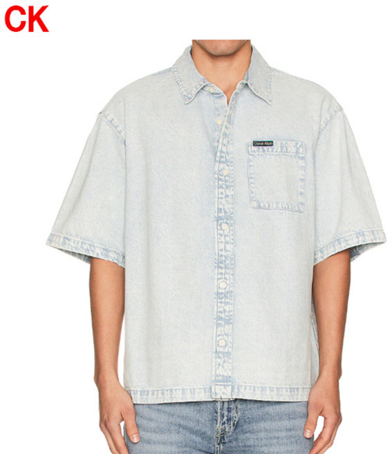 CK 캘빈클라인 오버사이즈 반팔 데님셔츠 736