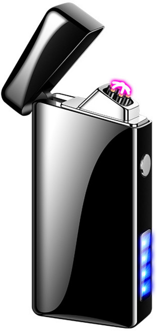 PYHO 잔량표시되는 충전식 플라즈마 라이터 USB충전식 용라이터, 블랙, 1개