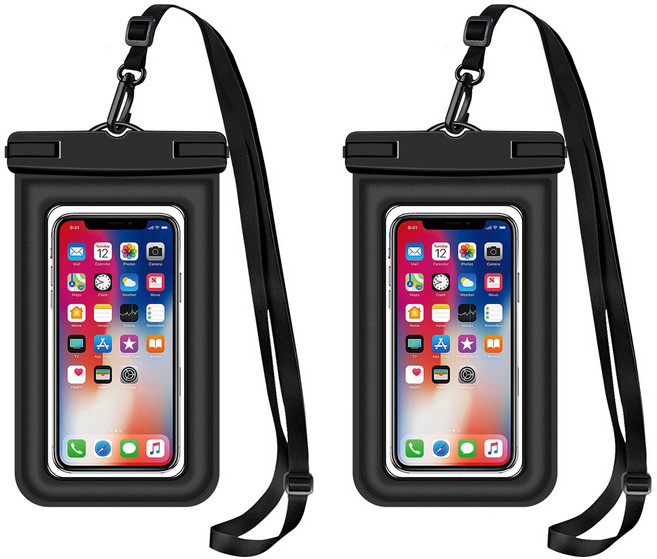 크리스탈터치 물에 뜨는 IPX8등급 휴대폰 방수팩, 2개, Large