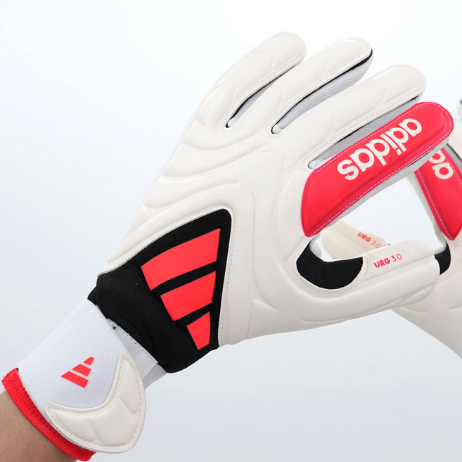 아디다스 골키퍼 장갑 성인 축구 글러브 GK 키퍼 장갑 라텍스 푹신한 축구 장갑 사이즈 조절 손목 스트랩, 1세트, 화이트