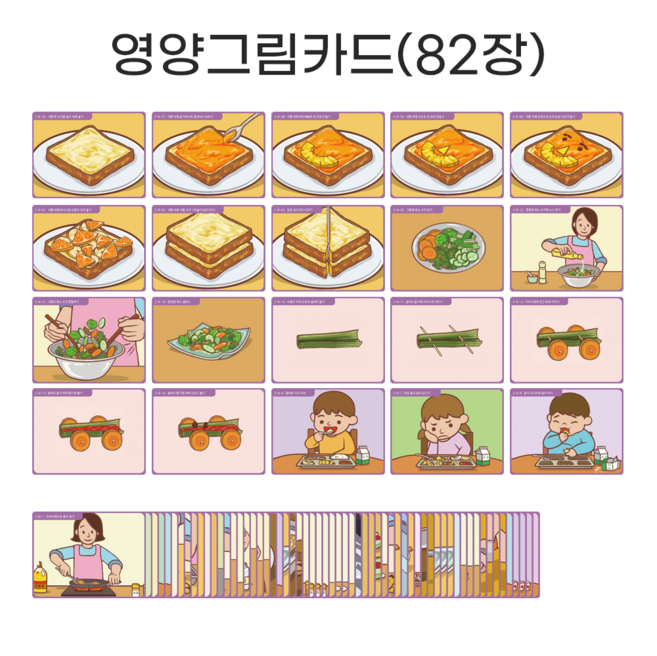 아이다보아 이야기그림카드 / 유아활동 교구 언어 발달 치료 상황 인과오류 그림 카드 사고력 언어적 표현능력 증진 추론 이해 의사소통 촉진, 영양(82장), 1개