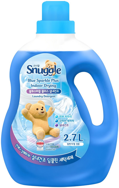 스너글 블루스파클 플러스 실내건조 액상세탁세제 본품, 2.7L, 1개