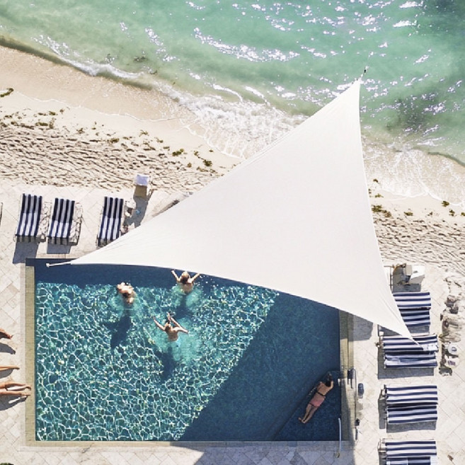 썬키다 썬쉐이드 그늘막 차광막 천막 야외 옥상 햇빛 가림막 삼각 사각 메쉬 2.0, 바람솔솔 메쉬, 크림화이트