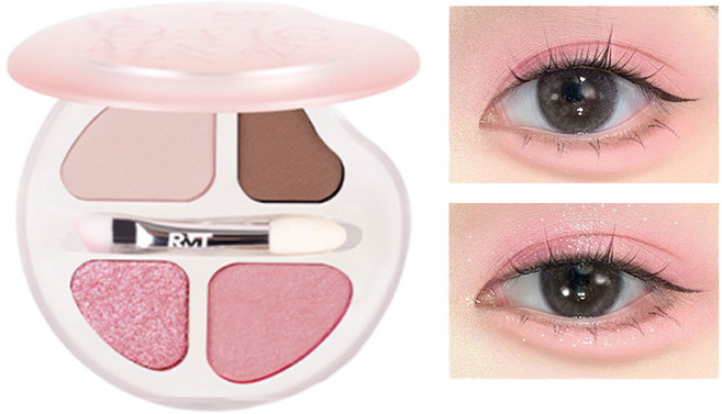RMT 羅小曼四色臥蠶盤 眼影盤 提亮 陰影 附刷具, 羅小曼四色臥蠶盤｜05甜野莓, 1個