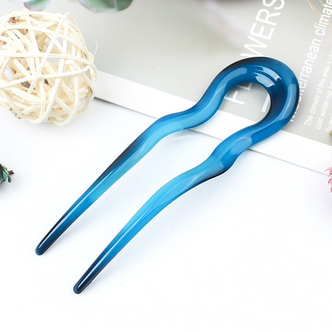 아세테이트 복고 비녀 U자 뒤꽂이 한복 혼주 전통 헤어 악세서리