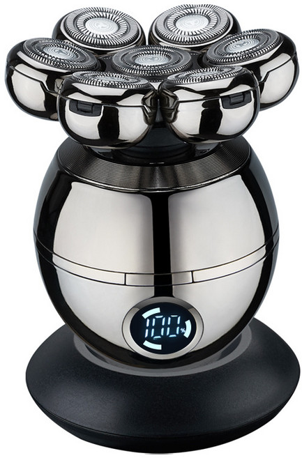 남자 전기 면도기 스마트 충전식 방수면도기 7개 헤드 몇 이발기 적용 남성면도기 세면기 코털 제거기, 실버, 1세트