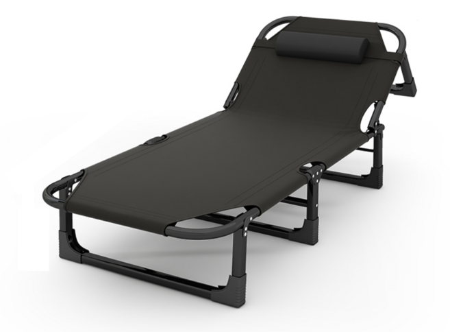 간편 수납 접이식 리클라이너 일인용 침대 휴식 낮잠, 강화 원형 튜브 - 쿨 블랙(폭 56cm), 1개