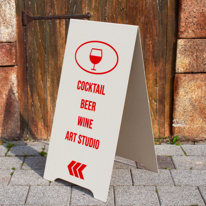 착한배너 업소용 입간판 스탠드 철제 카페 입간판 나무, 대형, 1개, 블루-대형