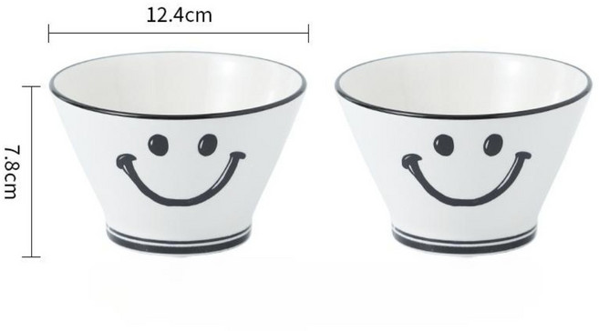 어린이 스마일 도자기 그릇 다용도 접시 세트, 국그릇 1+1, 1개