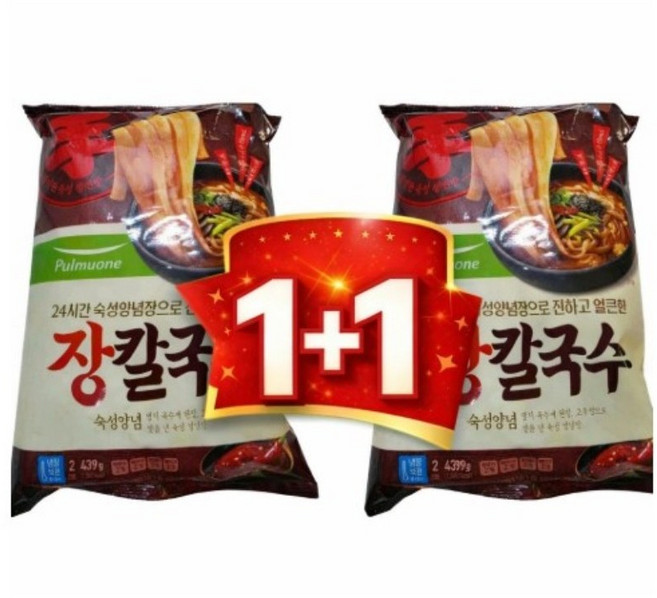 풀무원 고추장과된장으로양념한 장칼국수(2인분) 강원도식칼국수 쫄깃한식감 1+1세트메뉴, 878g, 1세트