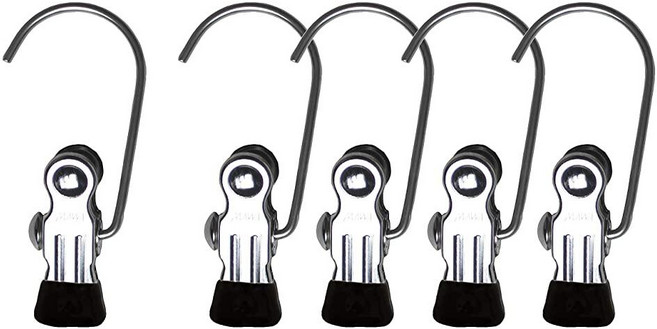 Mawa Reston Lloyd 액세서리 휴대용 미끄럼 방지 세미 라운드 싱글 후크 걸이식 의류 핀/클립 세탁 또는 여행용 스타일 K/1 5개 세트 블랙