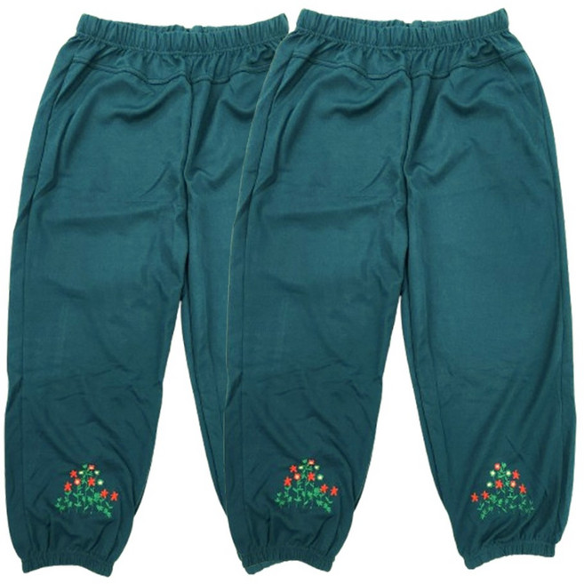 1+1 엘에이스 밑단 꽃자수 몸빼 바지 2P