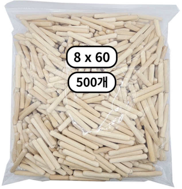 엘피우드 목다보 목심 나무못 목공용, 500개, 8x60mm