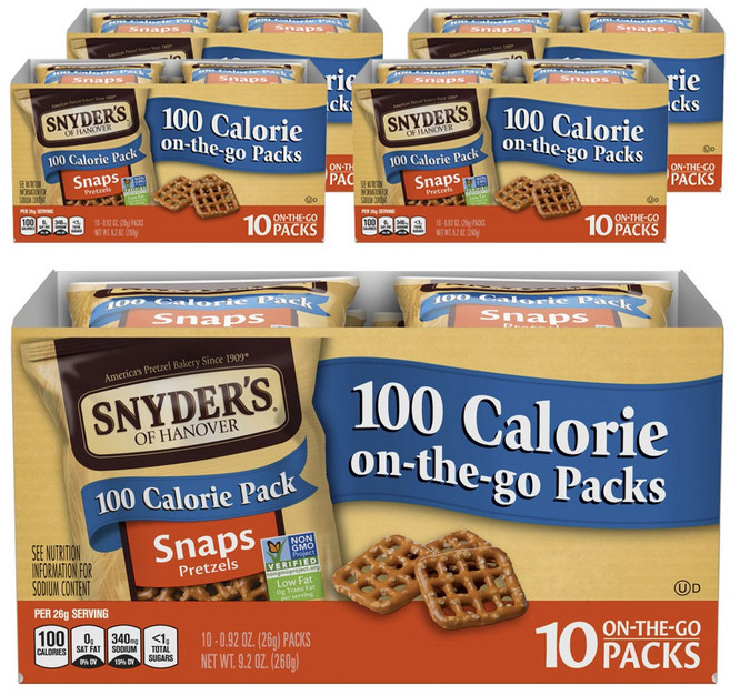 스나이더즈오브하노버 100 칼로리 스냅스 프레첼 10개입, 260g, 5개