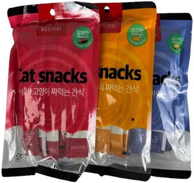 누심비 고양이 짜먹는 간식 길고양이 대용량 15g 3가지맛 90개, 참치맛, 닭고기맛, 대구맛