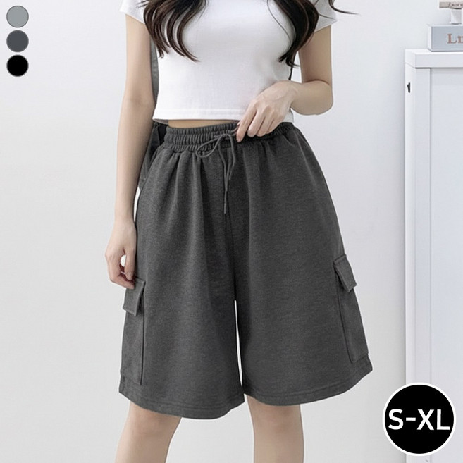 블레스유 남여공용 카고 버뮤다 밴딩 스웻 팬츠 하프 숏츠 트레이닝 5부 반바지