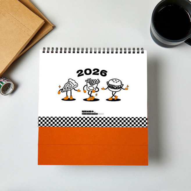 2026年【簡單就好】25K三角桌曆 台灣製造 企業贈禮 插畫桌曆, 橘色底座,25K桌曆, 1個