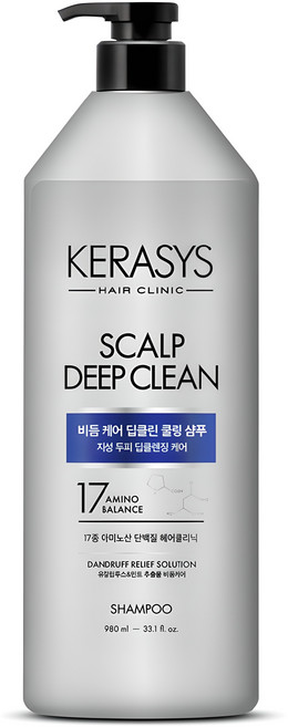케라시스 두피 비듬케어 딥클린 쿨링 단백질 샴푸, 980ml, 1개