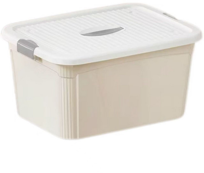 MAX UP 附蓋收納箱, 奶油白35L, 1個