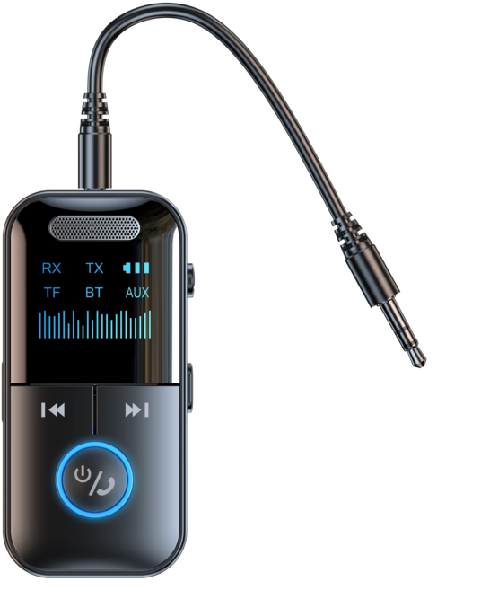 프리라이프 블루투스 5.4 송수신기 AUX 오디오 수신기 차량용 리시버 TF카드지원, 블랙, GT69