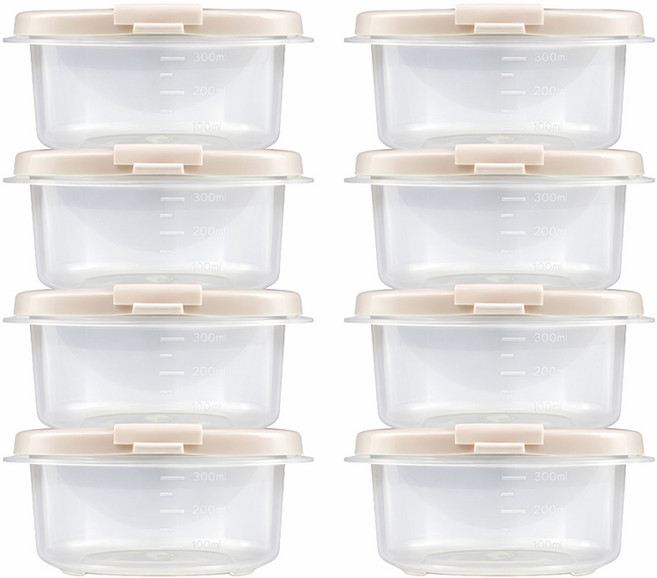 DAMDA 담다톡 전자레인지 밀폐용기 세트 냉동밥 용기, 정사각 350ml*8p, 1세트