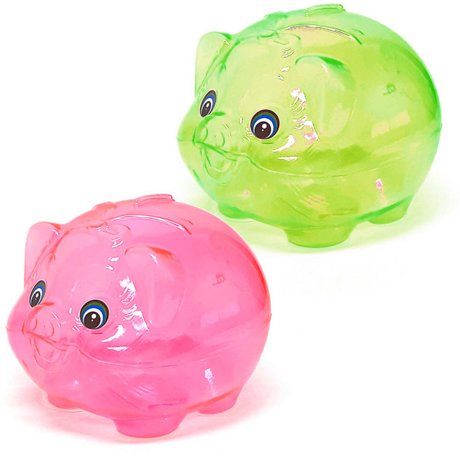 토탈하우스 (중 2개 한세트) 저축하는 습관 투명돼지저금통 투명저금통 돼지저금통 어린이 경제교육교재 돼지 저금통 0910, 투명