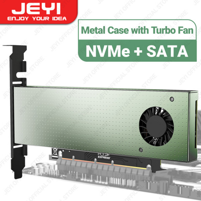 JEYI NVMe NGFF SSD용 듀얼 PCIE 4.0 어댑터 터보 팬 (m 키) 및 SATA x4 X8 X16 슬롯 SK9 M.2, 01 SK9