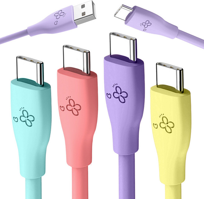 아이엔조이 마카롱 C타입 고속 충전 케이블, 2m, 혼합색, 4개입