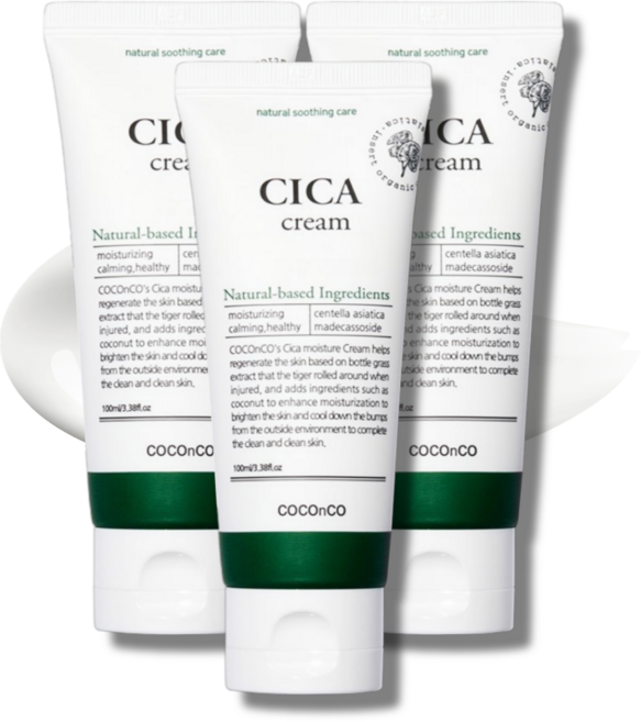 코코앤코 병풀추출물10000ppm 시카 보습 진정 회복 수분 크림 대용량 사춘기 피부 학생 남성인기, 3개, 100ml