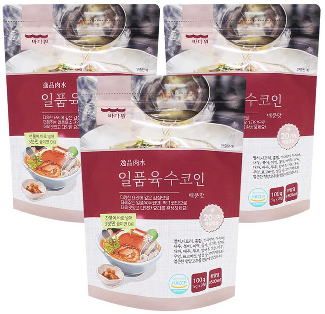 일품육수코인 매운맛, 100g, 3개