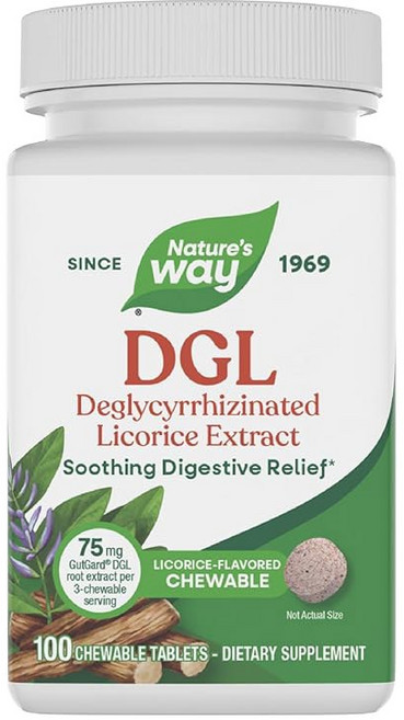 자연의 방식 씹을 수 있는 정제 탈글리시라이즈드 감초 추출물 글루텐 프리 향료 100정 (포장은 다를