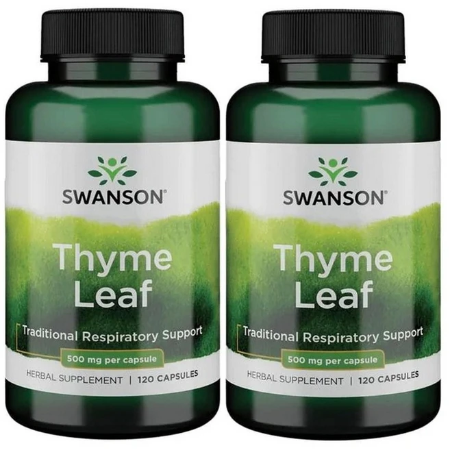 Swanson 타임 잎 500mg 120캡슐 x2병 Thyme Leaf, 120정 - 쿠팡