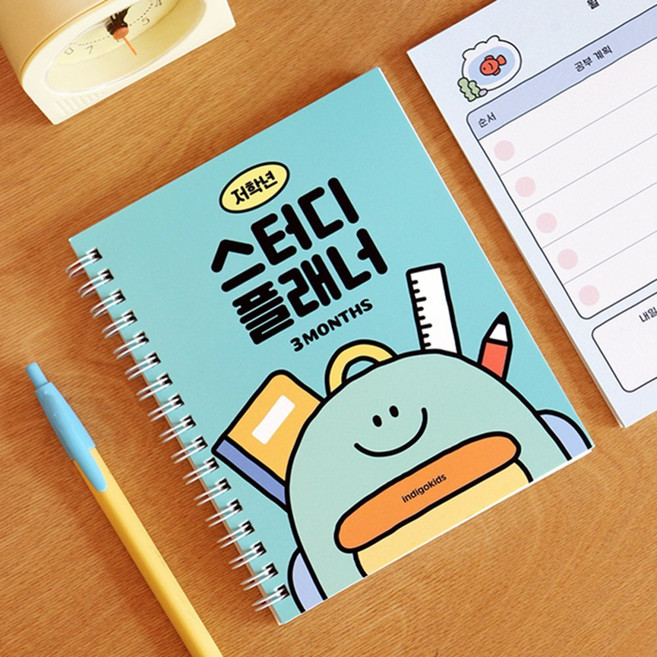 딜리고 초등 저학년 스터디플래너 자기주도학습 수첩형 3개월 초등학교 공부 생활계획표, 옐로우