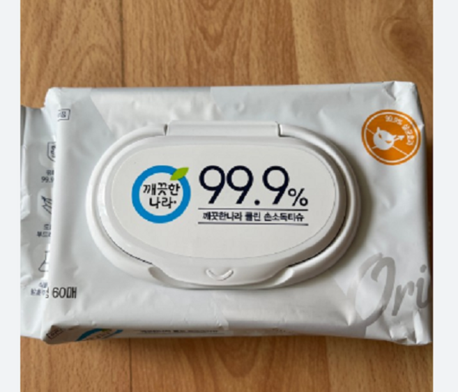 깨끗한나라 99.9% 클린 손소독 물티슈 캡형, 25개