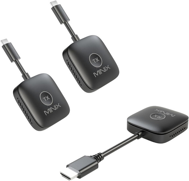 MINIX 무선 HDMI - TV노트북용 송신기 듀얼 수신기 USB-C 어댑터 멀티린 확장 080P 60Hz 64FT50m 2.4G5G WiFi 그 앤 플