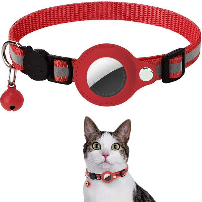 고양이 GPS 목걸이 인식표 강아지 반려동물 위치추적 목걸이, 레드, 1개