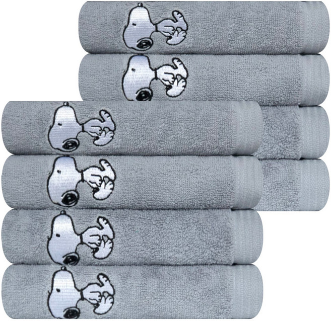 송월타월 스누피 리버 수건 145g 30수 면사, 라이트그레이, 8개