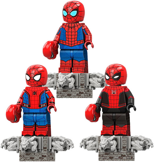 스파이더맨 3종 세트 호환블럭 브릭미니피규어 취미/수집/장식/컬렉션용 커스텀 블록피겨, 04. 스파이더맨 3종 세트(로켓), 1개