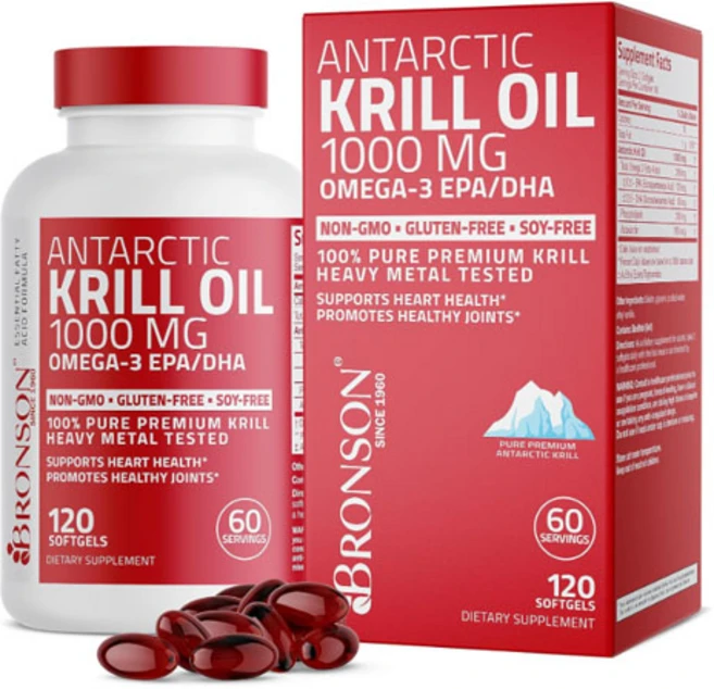 브론슨 남극 크릴오일 오메가3 아스타잔틴 1000mg 120소프트젤, 1개, 120정 - 쿠팡